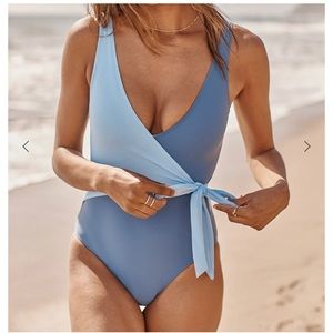 SummerSalt Wrap One Piece in Sky and Blue Mountain